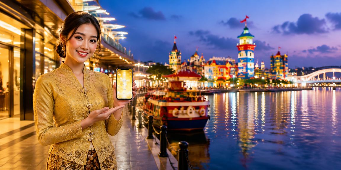 Wanita Malaysia berpakaian kebaya menikmati permainan loteri dalam talian secara selesa